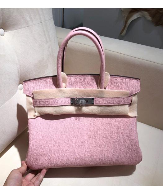 Hermes Birkin 25cm Pink Imported Togo Imported Leather Silver Metal Top Handle Bag