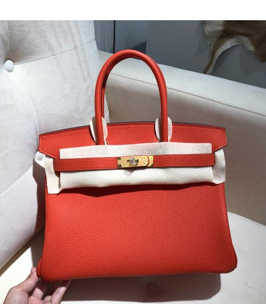 Hermes Birkin 25cm Red Imported Togo Imported Leather Golden Metal Top Handle Bag