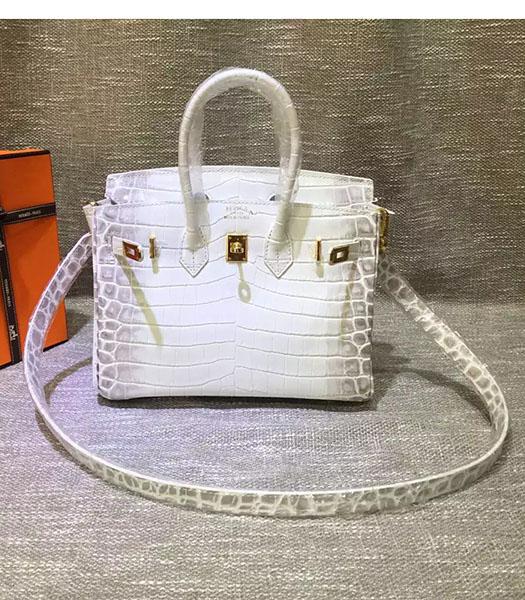 Hermes Birkin 25cm White Croc Veins Leather Top Handle Bag