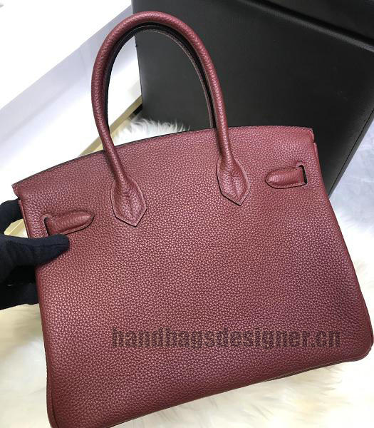 Hermes Birkin 25cm Wine Red Imported Togo Imported Leather Golden Metal Top Handle Bag-2