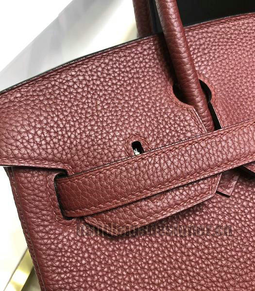 Hermes Birkin 25cm Wine Red Imported Togo Imported Leather Golden Metal Top Handle Bag-3