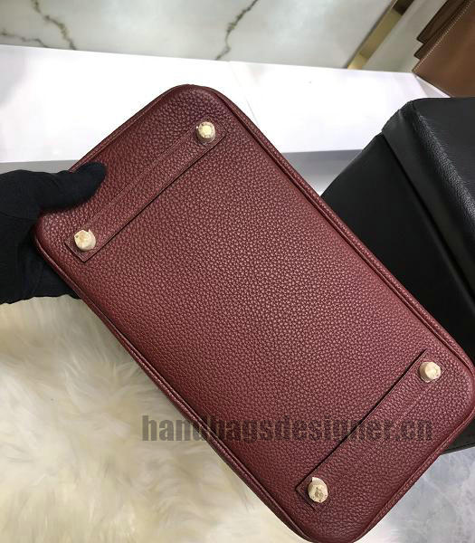 Hermes Birkin 25cm Wine Red Imported Togo Imported Leather Golden Metal Top Handle Bag-4