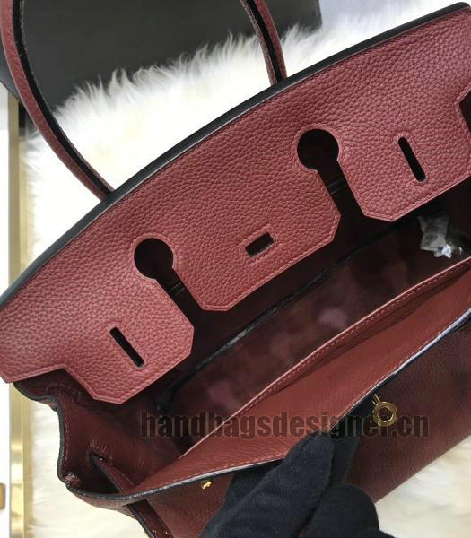 Hermes Birkin 25cm Wine Red Imported Togo Imported Leather Golden Metal Top Handle Bag-5