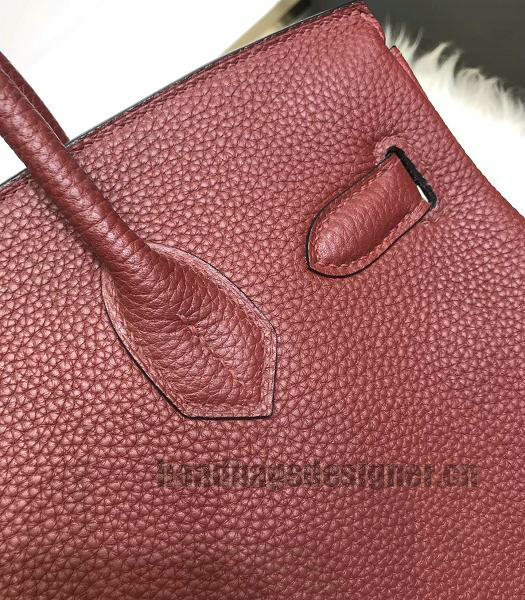 Hermes Birkin 25cm Wine Red Imported Togo Imported Leather Golden Metal Top Handle Bag-6