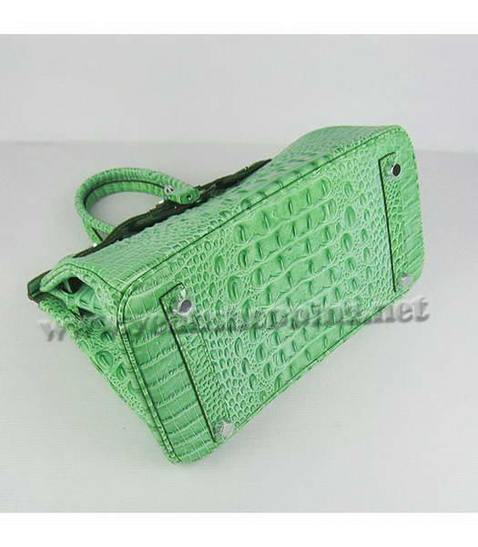 Hermes Birkin 30cm Bag Green Croc Head Veins Leather Silver Metal-4