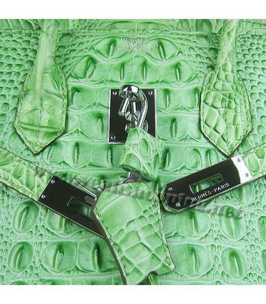 Hermes Birkin 30cm Bag Green Croc Head Veins Leather Silver Metal-6