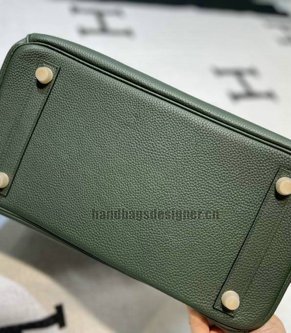 Hermes Birkin 30cm Bag Green Original Real Croc Leather With Army Green Togo Leather Golden Metal-4