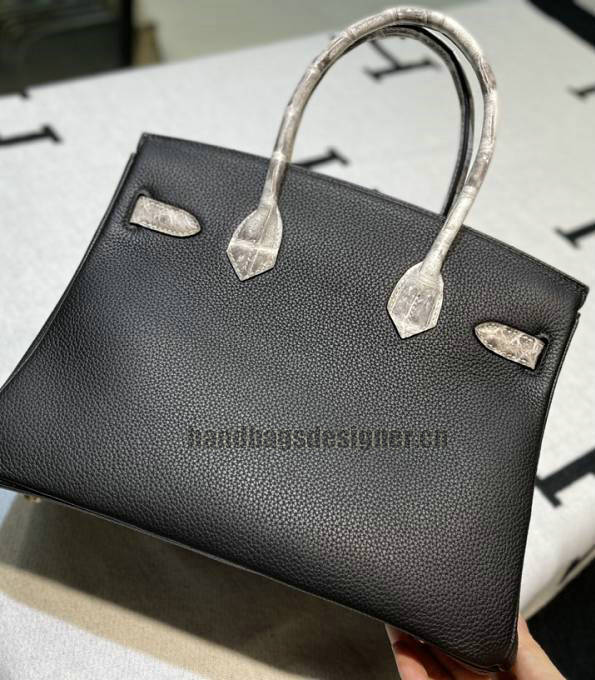 Hermes Birkin 30cm Bag Himalaya White Original Real Croc Leather With Black Togo Leather Golden Metal-2