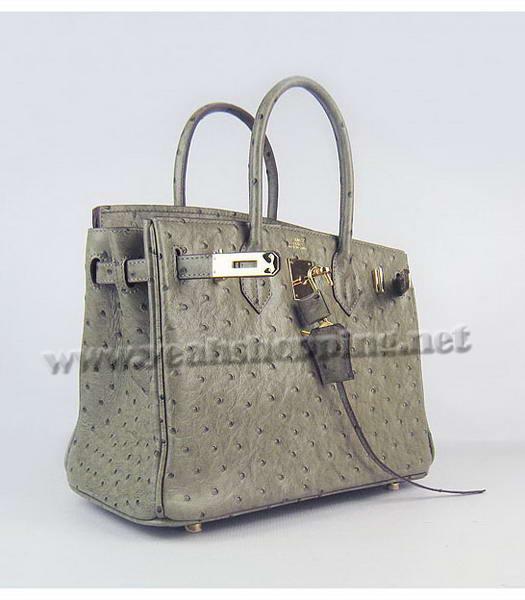 Hermes Birkin 30cm Bag Khaki Ostrich Veins Golden Metal-3