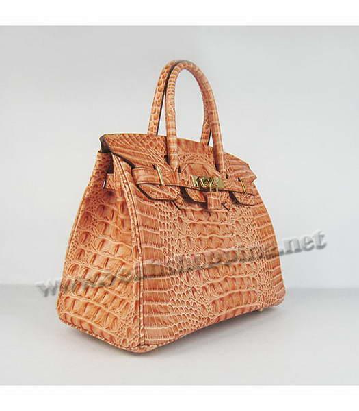 Hermes Birkin 30cm Bag Orange Croc Head Veins Leather Golden Metal-1