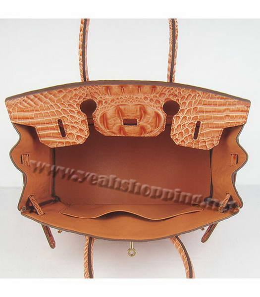 Hermes Birkin 30cm Bag Orange Croc Head Veins Leather Golden Metal-5
