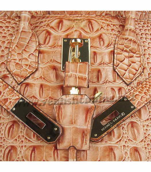 Hermes Birkin 30cm Bag Orange Croc Head Veins Leather Golden Metal-6
