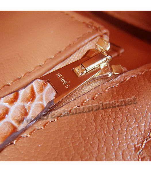 Hermes Birkin 30cm Bag Orange Croc Head Veins Leather Golden Metal-8