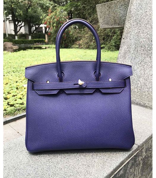 Hermes Birkin 30cm Bag Purple Imported Togo Leather Golden Metal