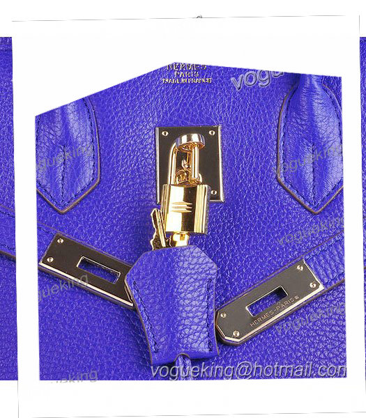 Hermes Birkin 30cm Electric Blue Calfskin Leather Bag Golden Metal-5
