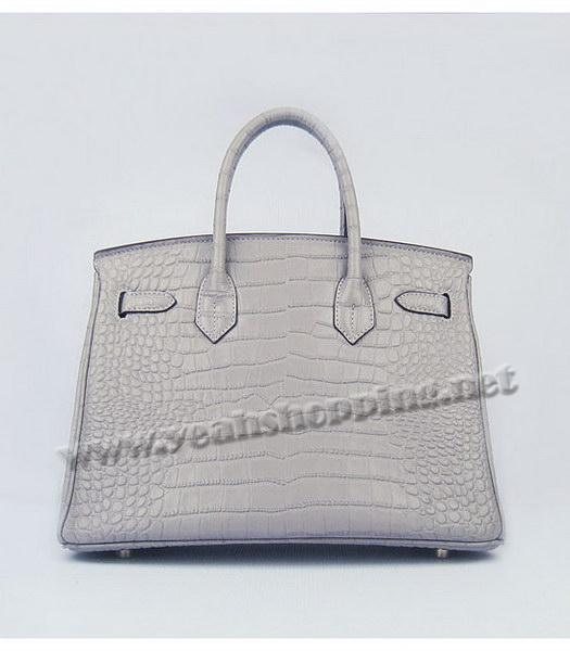 Hermes Birkin 30cm Grey Croc Veins Leather Golden Metal-2