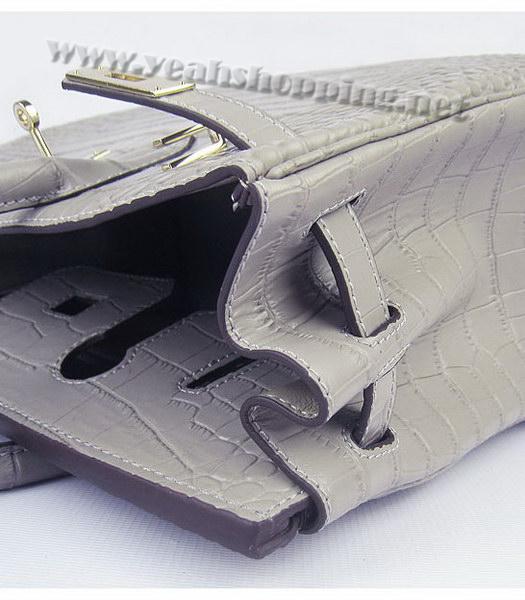 Hermes Birkin 30cm Grey Croc Veins Leather Golden Metal-8