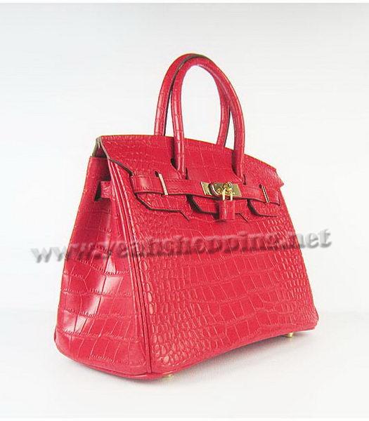 Hermes Birkin 30CM Handbag Red Ccrocodile with Golden Lock-1