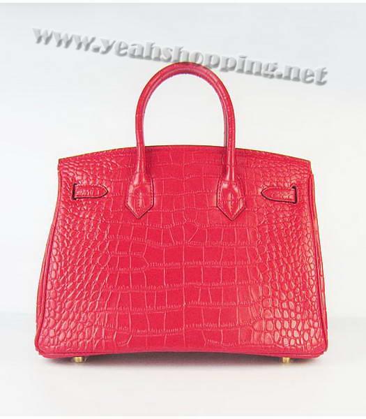 Hermes Birkin 30CM Handbag Red Ccrocodile with Golden Lock-2