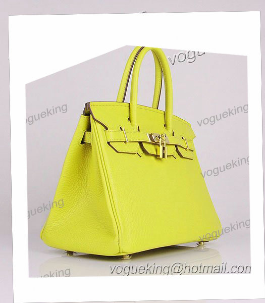 Hermes Birkin 30cm Lemon Yellow Togo Leather Bag Golden Metal-1