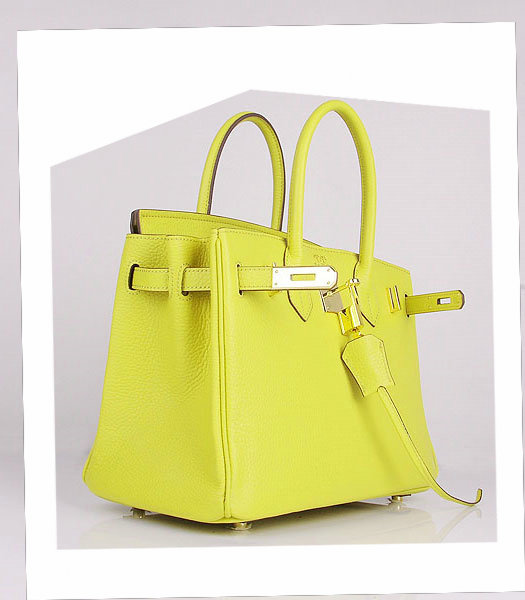 Hermes Birkin 30cm Lemon Yellow Togo Leather Bag Golden Metal-3