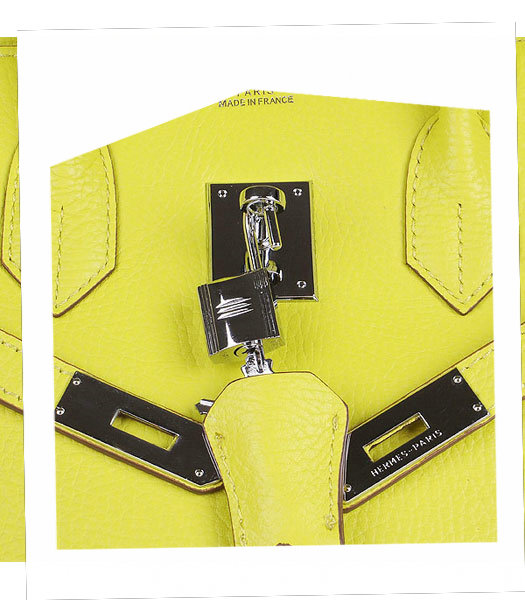Hermes Birkin 30cm Lemon Yellow Togo Leather Bag Silver Metal-6