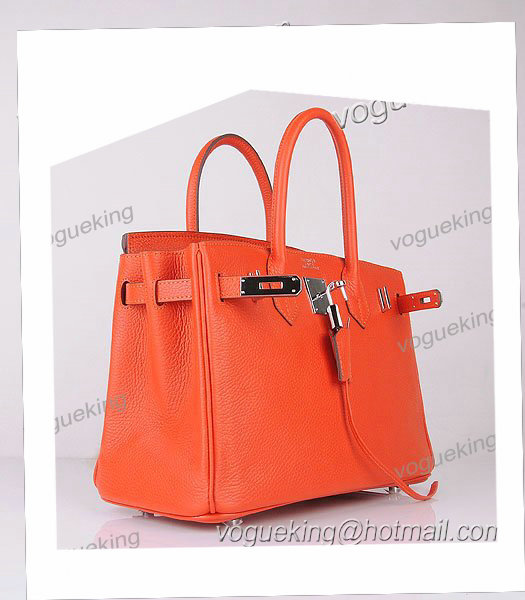 Hermes Birkin 30cm Light Orange Togo Leather Bag Silver Metal-3