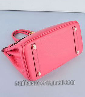 Hermes Birkin 30cm Lipstick Pink Togo Leather Bag Golden Metal-4