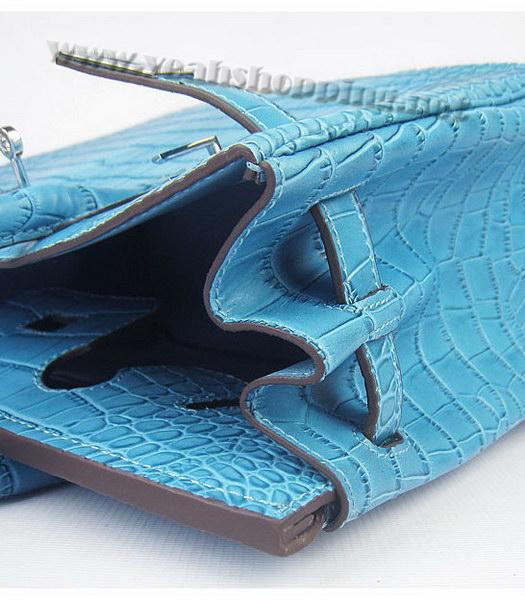Hermes Birkin 30cm Middle Blue Croc Veins Leather Silver Metal-8