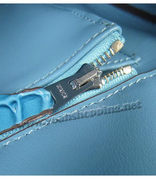 Hermes Birkin 30cm Middle Blue Croc Veins Leather Silver Metal-9