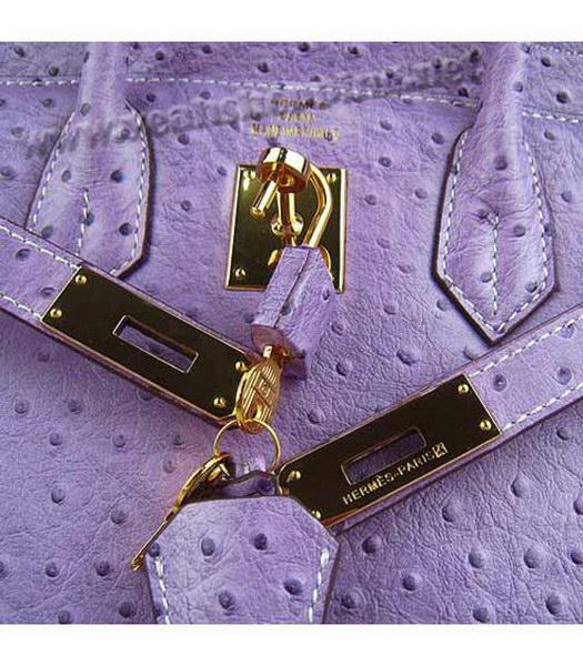 Hermes Birkin 30cm Purple Ostrich Leather Golden Metal-7