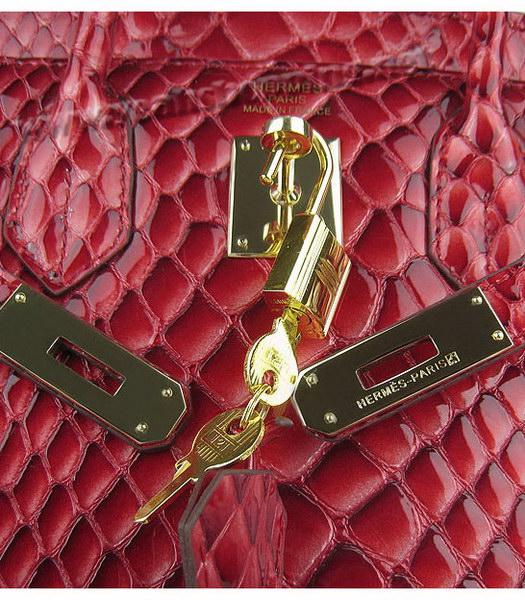 Hermes Birkin 30cm Red Fish Veins Leather Golden Metal-7