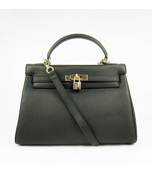 Hermes Birkin 32cm Black Plain Veins Bag Gold