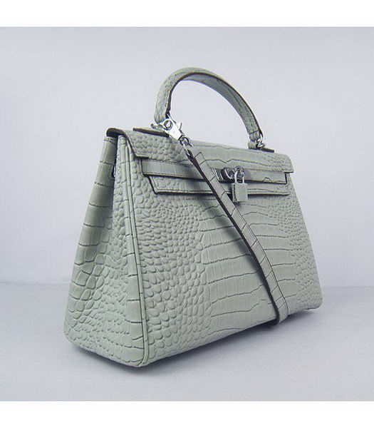 Hermes Birkin 32cm Crocodile Veins Messenger Tote Bag in Silver Grey Calfskin (Silver) -1