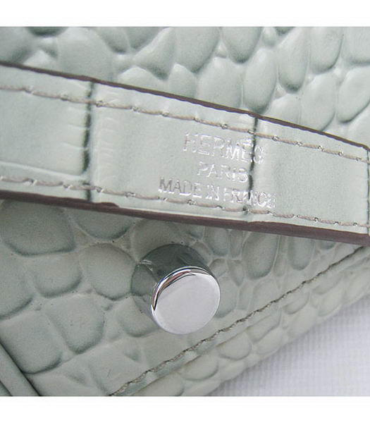 Hermes Birkin 32cm Crocodile Veins Messenger Tote Bag in Silver Grey Calfskin (Silver) -7