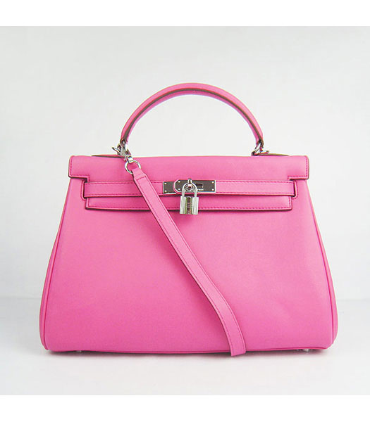 Hermes Birkin 32cm Pink Plain Veins Bag Silver -1