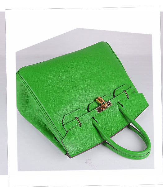 Hermes Birkin 35cm Apple Green Togo Leather Bag Golden Metal-5
