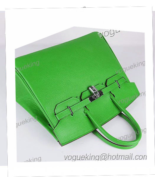 Hermes Birkin 35cm Apple Green Togo Leather Bag Silver Metal-5