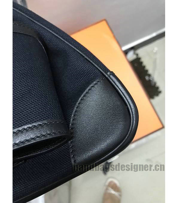 Hermes Birkin 35cm Bag Black Canvas With Original Swift Calfskin Leather Silver Metal-4