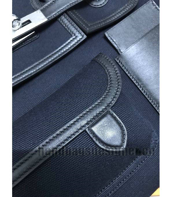Hermes Birkin 35cm Bag Black Canvas With Original Swift Calfskin Leather Silver Metal-5