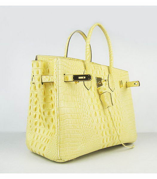 Hermes Birkin 35cm Bag Croc Head Veins Bag in Yellow calfskin Gold Metal-3