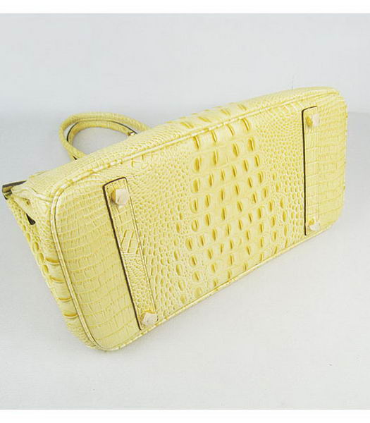 Hermes Birkin 35cm Bag Croc Head Veins Bag in Yellow calfskin Gold Metal-4