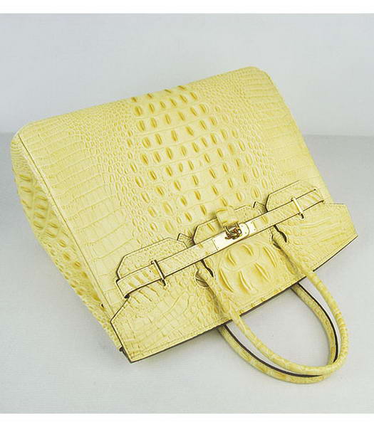 Hermes Birkin 35cm Bag Croc Head Veins Bag in Yellow calfskin Gold Metal-5