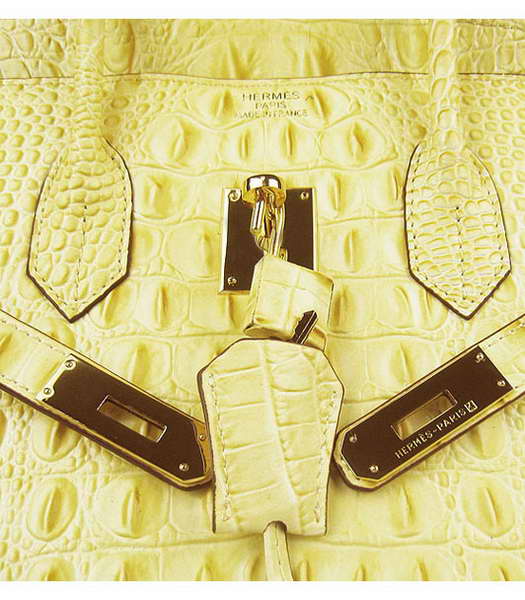 Hermes Birkin 35cm Bag Croc Head Veins Bag in Yellow calfskin Gold Metal-7