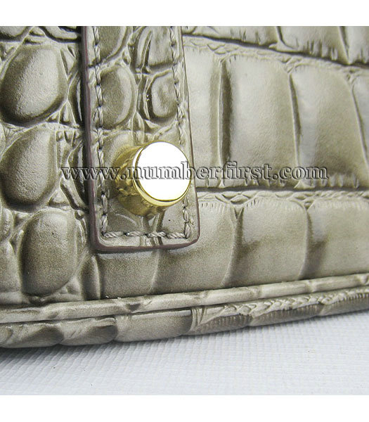Hermes Birkin 35cm Bag Khaki Big Croc Veins Leather Golden Metal-7