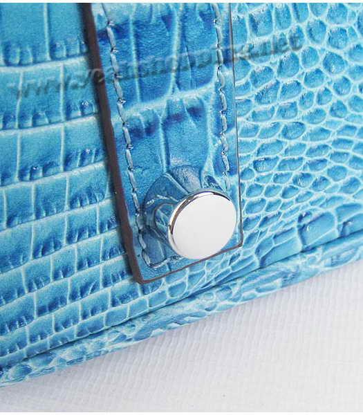 Hermes Birkin 35cm Bag Light Blue Croc Head Veins Leather Silver Metal-7
