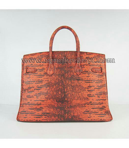 Hermes Birkin 35cm Bag Orange Lizard Veins Leather Golden Metal-2