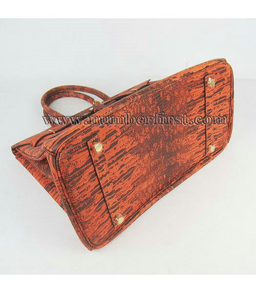 Hermes Birkin 35cm Bag Orange Lizard Veins Leather Golden Metal-4