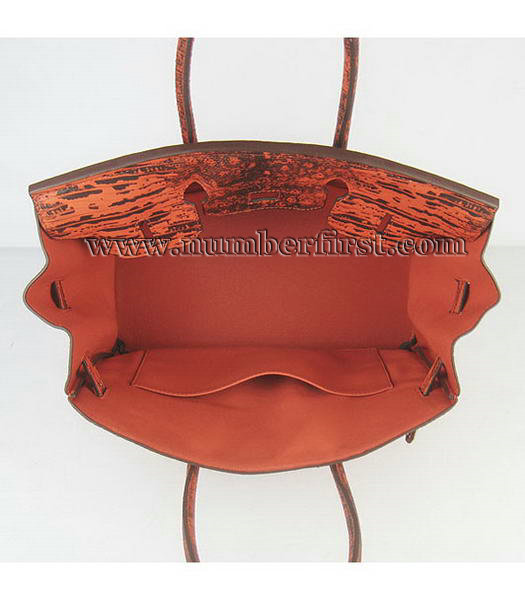 Hermes Birkin 35cm Bag Orange Lizard Veins Leather Golden Metal-5