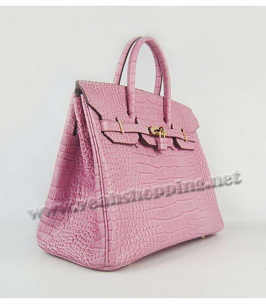 Hermes Birkin 35cm Bag Pink Big Croc Veins Golden Metal-1